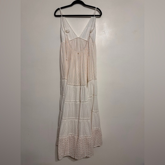 PQ Swim Amelie Tiered Cotton Maxi Dress size XS Small White Gold - Picture 7 of 7